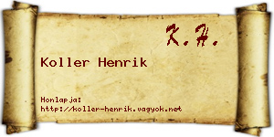 Koller Henrik névjegykártya